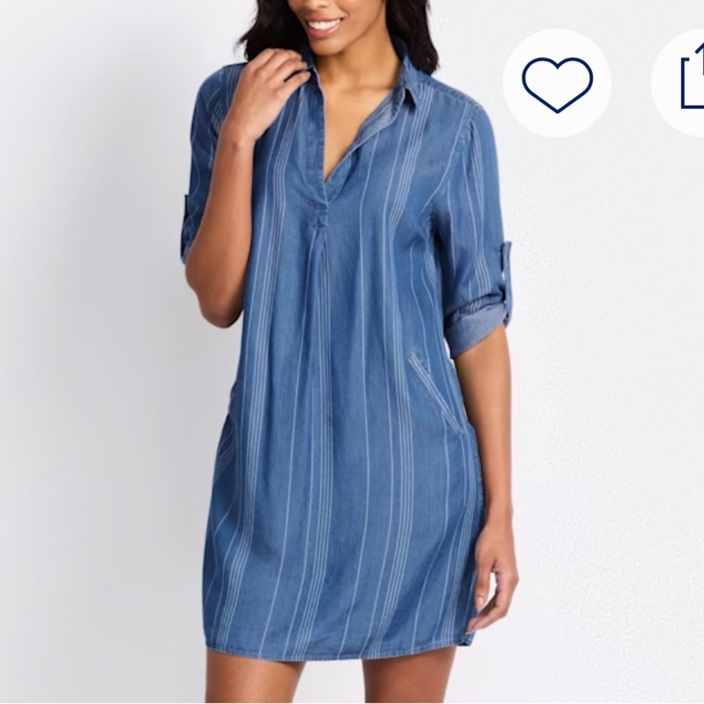 Market & Spruce Chambray Shirt Dress with White Stripes
